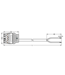 pre-assembled connecting cable; Cca; Plug/open-ended; 5-pole; Cod. I; H05Z1Z1-F 2 x 1,50 mm²; 8 m; 1,50 mm²; blue