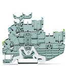 1-conductor/1-pin double deck receptacle terminal block; Ground conductor/through terminal block; PE/L; without marker carrier; for DIN-rail 35 x 15 and 35 x 7.5; Push-in CAGE CLAMP®; 1,00 mm²; gray