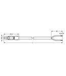 pre-assembled connecting cable; Eca; Socket/open-ended; 2-pole; Cod. A; H05VV-F 2 x 1.5 mm²; 1 m; 1,50 mm²; black