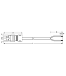 pre-assembled connecting cable; Eca; Plug/open-ended; 2-pole; Cod. I; H05VV-F 2 x 1.5 mm²; 2 m; 1,50 mm²; blue