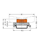 Double pin header; DIN-35 rail mounting; Pin spacing 5.08 mm; 3-pole; orange