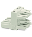 h-distribution connector; 4-pole; Cod. A; 1 input; 2 outputs; outputs on one side; 2 locking levers; white