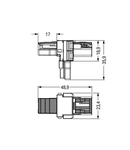 T-distribution connector; 2-pole; Cod. B; 1 input; 2 outputs; 2 locking levers; gray