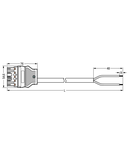 pre-assembled connecting cable; B2ca; Plug/open-ended; 5-pole; Cod. I; H05Z1Z1-F 2 x 1,50 mm²; 1 m; 1,50 mm²; blue