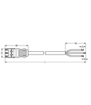 pre-assembled connecting cable; Eca; Plug/open-ended; 3-pole; Cod. A; H05Z1Z1-F 3G 1.5 mm²; 8 m; 1,50 mm²; white