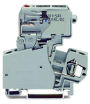 2-conductor fuse terminal block; with pivoting fuse holder; for glass cartridge fuse ¼" x 1¼"; with blown fuse indication by LED; 30 - 65 V; for DIN-rail 35 x 15 and 35 x 7.5; 4 mm²; CAGE CLAMP®; 4,00 mm²; gray