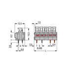 2-conductor PCB terminal block; push-button; 0.75 mm²; Pin spacing 5/5.08 mm; 10-pole; PUSH WIRE®; 0,75 mm²; gray