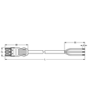 pre-assembled connecting cable; Socket/open-ended; 3-pole; Cod. B; 2 m; 1,50 mm²; gray