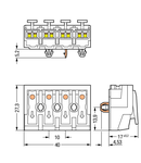 Lighting connector; push-button, external; with direct ground contact; 1/L´-2/L-PE-N; 4-pole; Lighting side: for solid conductors; Inst. side: for all conductor types; max. 2.5 mm²; Surrounding air temperature: max 85°C (T85); 2,50 mm²; white