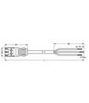 pre-assembled connecting cable; Cca; Plug/open-ended; 3-pole; Cod. A; 3 m; 2,50 mm²; black