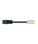 pre-assembled connecting cable; Eca; Socket/open-ended; 3-pole; Cod. A; H05VV-F 3G 2.5 mm²; 8 m; 2,50 mm²; black