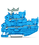 1-conductor/1-pin double deck receptacle terminal block; Through/through terminal block; N/N; without marker carrier; suitable for Ex i applications; for DIN-rail 35 x 15 and 35 x 7.5; Push-in CAGE CLAMP®; 1,00 mm²; blue