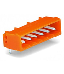 THT male header; 1.2 x 1.2 mm solder pin; angled; Pin spacing 5.08 mm; 24-pole; orange