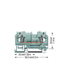 2-conductor through terminal block; 4 mm²; with test port; without shield contact; center marking; for DIN-rail 35 x 15 and 35 x 7.5; CAGE CLAMP®; 4,00 mm²; gray