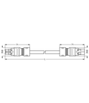 pre-assembled interconnecting cable; B2ca; Socket/plug; 2-pole; Cod. B; H05Z1Z1-F 2 x 1,50 mm²; 2 m; 1,50 mm²; gray