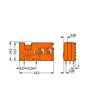 Stackable 2-conductor PCB terminal block; with commoning option; 2.5 mm²; Pin spacing 5.08 mm; 1-pole; CAGE CLAMP®; 2,50 mm²; orange