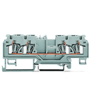 4-conductor through terminal block; 4 mm²; with test port; without shield contact; center marking; for DIN-rail 35 x 15 and 35 x 7.5; CAGE CLAMP®; 4,00 mm²; orange