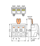 Lighting connector; push-button, external; with snap-in ground contact; 3-pole; Lighting side: for solid conductors; Inst. side: for all conductor types; max. 2.5 mm²; Surrounding air temperature: max 85°C (T85); 2,50 mm²; white