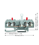 4-conductor disconnect/test terminal block; with touch-proof test sockets; for DIN-rail 35 x 15 and 35 x 7.5; 4 mm²; CAGE CLAMP®; 4,00 mm²; gray