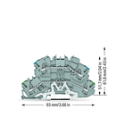 Double-deck terminal block; Ground conductor/through terminal block; PE/N; without marker carrier; for DIN-rail 35 x 15 and 35 x 7.5; 2.5 mm²; Push-in CAGE CLAMP®; 2,50 mm²; gray