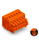 1-conductor female plug; 100% protected against mismating; Snap-in mounting feet; 1.5 mm²; Pin spacing 3.81 mm; 2-pole; 1,50 mm²; orange