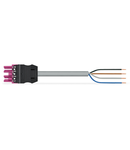 pre-assembled connecting cable; B2ca; Socket/open-ended; 4-pole; Cod. B; H05Z1Z1-F 4 x 1.0 mm²; 6 m; 1,00 mm²; pink