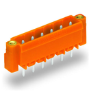 THT male header; 1.2 x 1.2 mm solder pin; straight; Threaded flange; Pin spacing 5.08 mm; 10-pole; orange