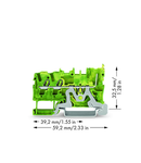 2-conductor/1-pin ground carrier terminal block; suitable for Ex nA applications; for DIN-rail 35 x 15 and 35 x 7.5; 2.5 mm²; Push-in CAGE CLAMP®; 2,50 mm²; green-yellow