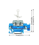 Double-deck terminal block; with additional jumper position on lower level; for DIN-rail 35 x 15 and 35 x 7.5; 2.5 mm²; CAGE CLAMP®; 2,50 mm²; blue/gray