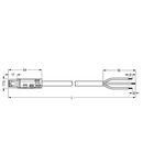 pre-assembled connecting cable; Eca; Socket/open-ended; 3-pole; Cod. A; H05VV-F 3G 2.5 mm²; 8 m; 2,50 mm²; black