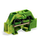 Space-saving, 2-conductor end terminal block; without push-buttons; without protruding snap-in mounting foot; for terminal strips with snap-in mounting feet; 2.5 mm²; CAGE CLAMP®; 2,50 mm²; green-yellow