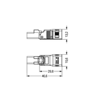 Plug; with strain relief housing; 2-pole; 1,50 mm²; black