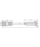 pre-assembled connecting cable; Cca; Plug/open-ended; 3-pole; Cod. A; 2 m; 2,50 mm²; black