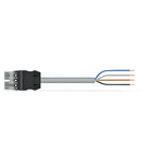 pre-assembled connecting cable; Eca; Plug/open-ended; 4-pole; Cod. B; Control cable 4 x 1.0 mm²; 4m; 1,00 mm²; gray