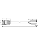 pre-assembled connecting cable; Eca; Plug/open-ended; 4-pole; Cod. B; Control cable 4 x 1.0 mm²; 4m; 1,00 mm²; gray