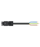 pre-assembled connecting cable; Eca; Socket/open-ended; 3-pole; Cod. A; H05Z1Z1-F 3G 1.5 mm²; 1 m; 1,50 mm²; black