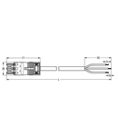 pre-assembled connecting cable; Eca; Socket/open-ended; 3-pole; Cod. A; H05Z1Z1-F 3G 1.5 mm²; 1 m; 1,50 mm²; black