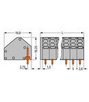 2-conductor PCB terminal block; 1.5 mm²; Pin spacing 5 mm; 11-pole; Push-in CAGE CLAMP®; 1,50 mm²; gray