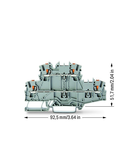 Double-deck terminal block; with push-button; Through/through terminal block; L/N; without marker carrier; suitable for Ex e II applications; Blue conductor entry upper deck; for DIN-rail 35 x 15 and 35 x 7.5; 2.5 mm²; Push-in CAGE CLAMP®; 2,50 mm²; gray