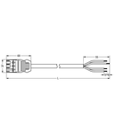 pre-assembled connecting cable; Eca; Plug/open-ended; 4-pole; Cod. A; H05VV-F 4G 1.5 mm²; 2 m; 1,50 mm²; white