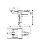 T-distribution connector; 5-pole; Cod. A; 1 input; 2 outputs; 3 locking levers; for flying leads; black