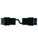 pre-assembled interconnecting cable; Socket/plug; 5-pole; Cod. A; H05Z1Z1-F 5G 4.0 mm²; 3 m; 4,00 mm²; black