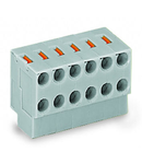 2-conductor modular PCB connector; for solder pin strip; push-button; 0.8 mm Ø; Pin spacing 3.5 mm; 7-pole; 0,50 mm²; gray