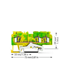 3-conductor ground terminal block; 4 mm²; side and center marking; for DIN-rail 35 x 15 and 35 x 7.5; CAGE CLAMP®; 4,00 mm²; green-yellow