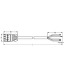 pre-assembled connecting cable; Eca; Plug/open-ended; 4-pole; Cod. A; H05Z1Z1-F 4G 1.5 mm²; 3 m; 1,50 mm²; white