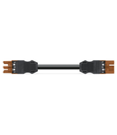 pre-assembled interconnecting cable; B2ca; Socket/plug; 3-pole; Cod. S; 3 m; 1,50 mm²; brown