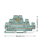 Component terminal block; triple-deck; LED (red); 24 VDC; for DIN-rail 35 x 15 and 35 x 7.5; 2.5 mm²; CAGE CLAMP®; 2,50 mm²; gray