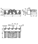 Socket for PCBs; straight; 5-pole; Cod. I; blue