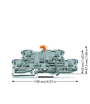 Double-deck disconnect terminal block; with pivoting knife disconnect; same profile as double-deck, double-disconnect terminal block; N/L; for DIN-rail 35 x 15 and 35 x 7.5; 2.5 mm²; Push-in CAGE CLAMP®; 2,50 mm²; gray