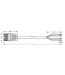 pre-assembled connecting cable; Eca; Socket/open-ended; 4-pole; Cod. B; Control cable 4 x 1.5 mm²; 3 m; 1,50 mm²; gray